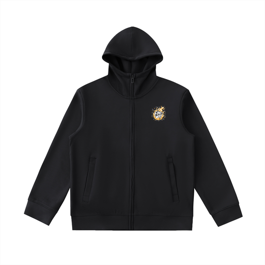 Flame Heavyweight High Neck  Zip-Up Hoodie